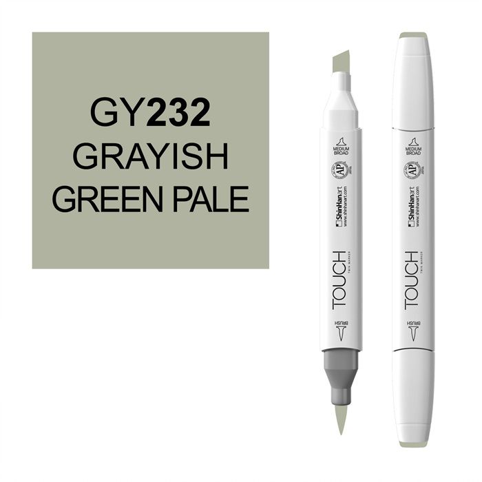 Маркер спиртовой BRUSH Touch Twin цв. GY232 светлый серо-зелёный маркер спиртовой brush touch twin цв gg7 серо зелёный