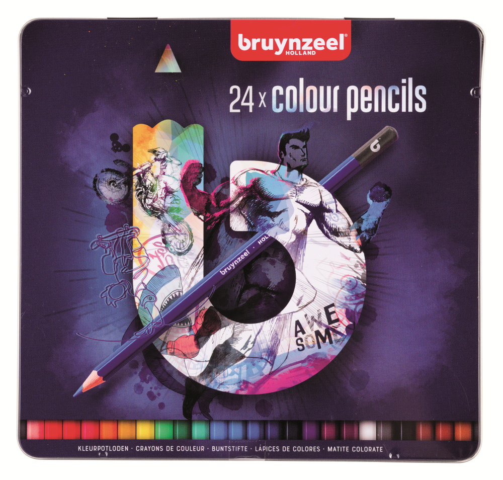 Набор карандашей цветных Bruynzeel 24 шт в металлической коробке, синяя BS-60212024 - фото 1