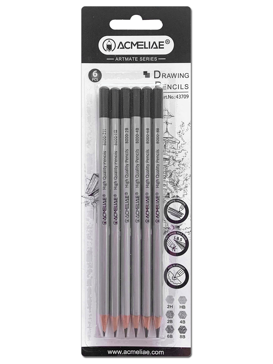Набор чернографитных карандашей Acmeliae 6 твердостей (2H,HB,2B,4B,6B,8B) в блистере политическая психология учебник для вузов