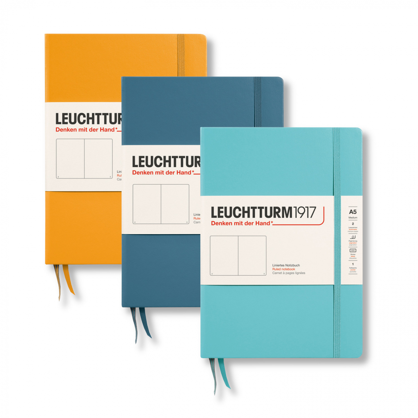 Записная книжка нелинованная Leuchtturm Rising Colours А5 251 стр., твердая обложка Lecht-363333;Lecht-363386