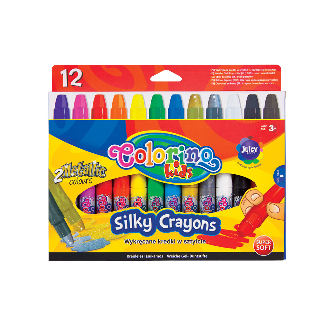 Восковые мелки Colorino супер мягкие 12 шелковистых цветов, в пластиковом держателе учимся рисовать прописи первоклассника