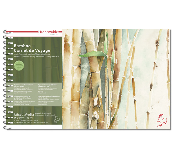 Альбом из бамбуковой бумаги на спирали Hahnemuhle "Bamboo-Carnet de Voyage" 15,3x25 см 15 л 265 г