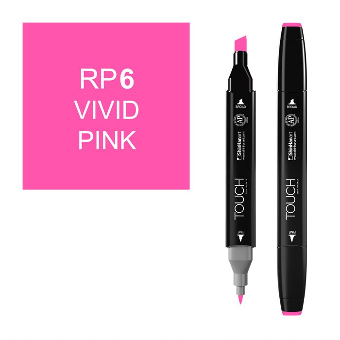 Маркер спиртовой Touch Twin цв. RP6 яркий розовый леттеринг бизнес на кончике пера
