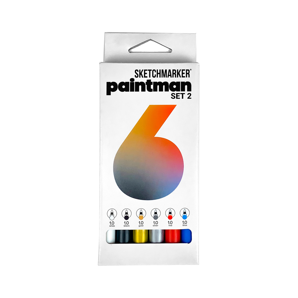 Набор маркеров Sketchmarker Paintman 2 6 цветов косметичка 2 отдела на молниях красный чёрный