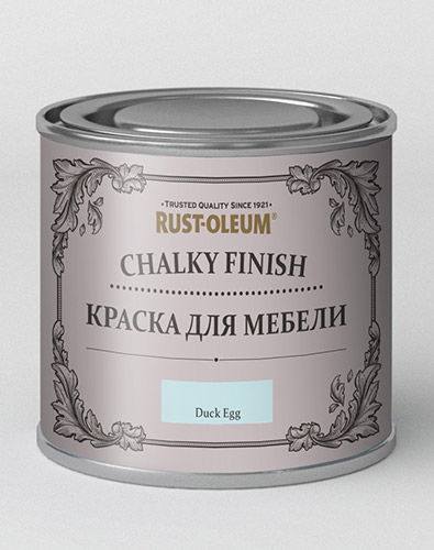 Краска для мебели ультраматовая Rust-oleum "Chalky" банка 125 мл, цвет утиное яйцо