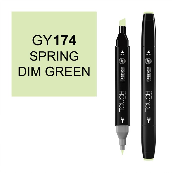 Маркер спиртовой Touch Twin цв. GY174 весенний зелёный леттеринг бизнес на кончике пера