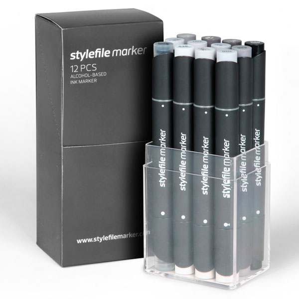 Набор маркеров Stylefile 12 шт оттенки Серый нейтральный