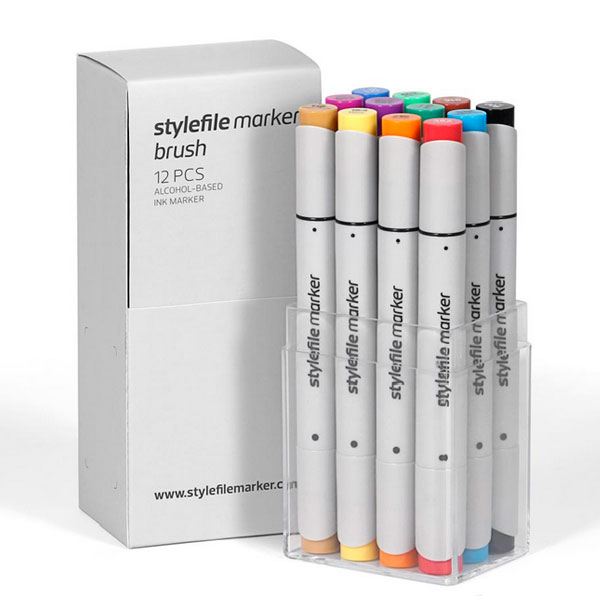 Набор маркеров Stylefile Brush 12 шт основные цвета А SFSBR12MA - фото 1