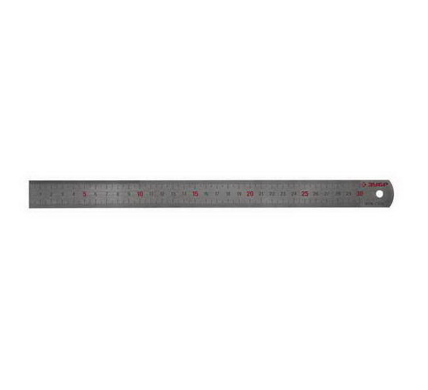 Линейка металлическая 30 см Зубр непрерывная шкала 1/2мм/1мм толщина 0,7мм
