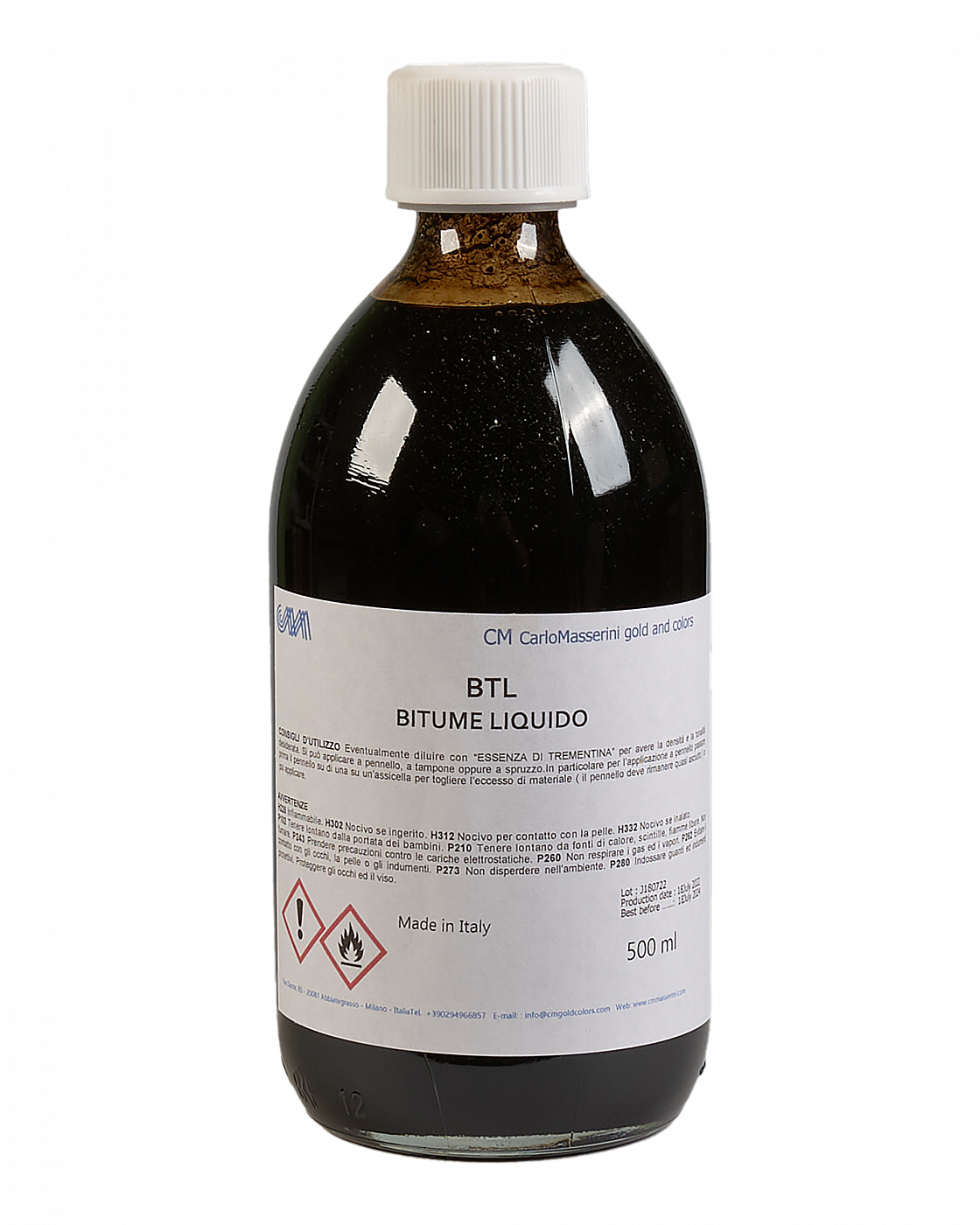 Битум жидкий Masserini 500 мл, стеклянная бутылка глина для золочения masserini натуральная черная 300 мл стеклянная банка