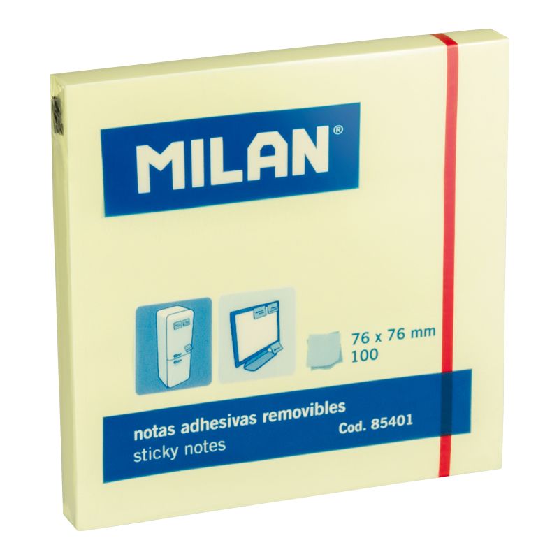 Бумага для заметок Milan с клеевым краем желтая светлая 7,6*7,6 см 100 л