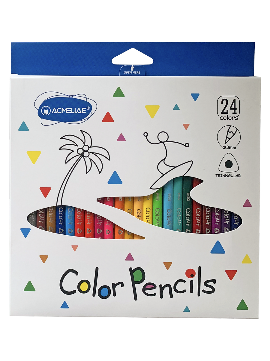 Набор карандашей цветных трехгранных Acmeliae 24 цв, в картонном футляре живые мандалы рисунки для медитаций