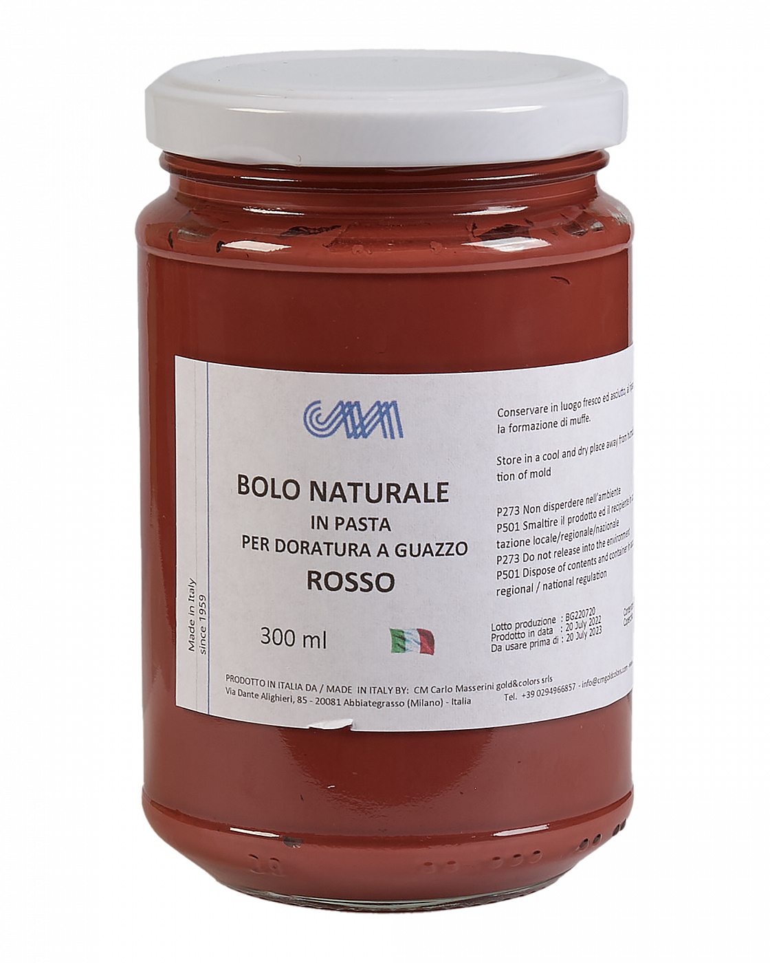 Глина для золочения Masserini натуральная красная 300 мл, стеклянная банка M-FONBOL003
