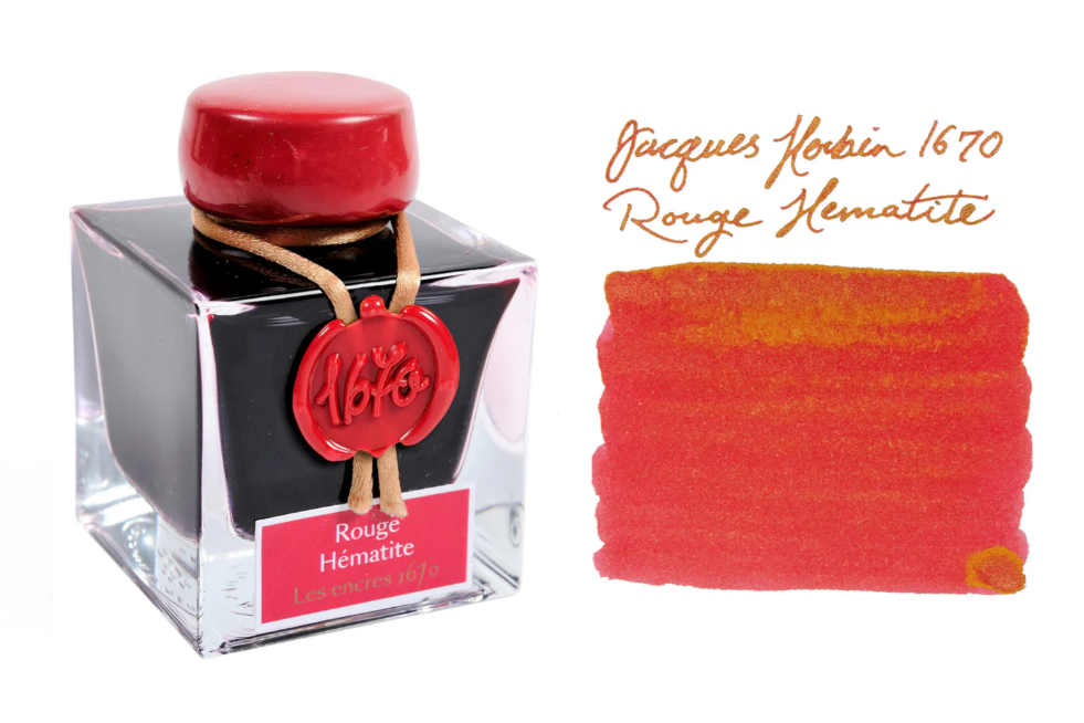Чернила в банке Herbin Prestige 1670, 50 мл, Rouge Hematite Красный с золотыми блестками навстречу приключениям раскраска