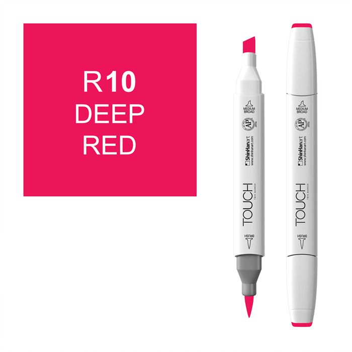 Маркер спиртовой BRUSH Touch Twin цв. R10 глубокий красный маркер двухсторонний на спиртовой основе stylefile brush 466 фиолетовый глубокий