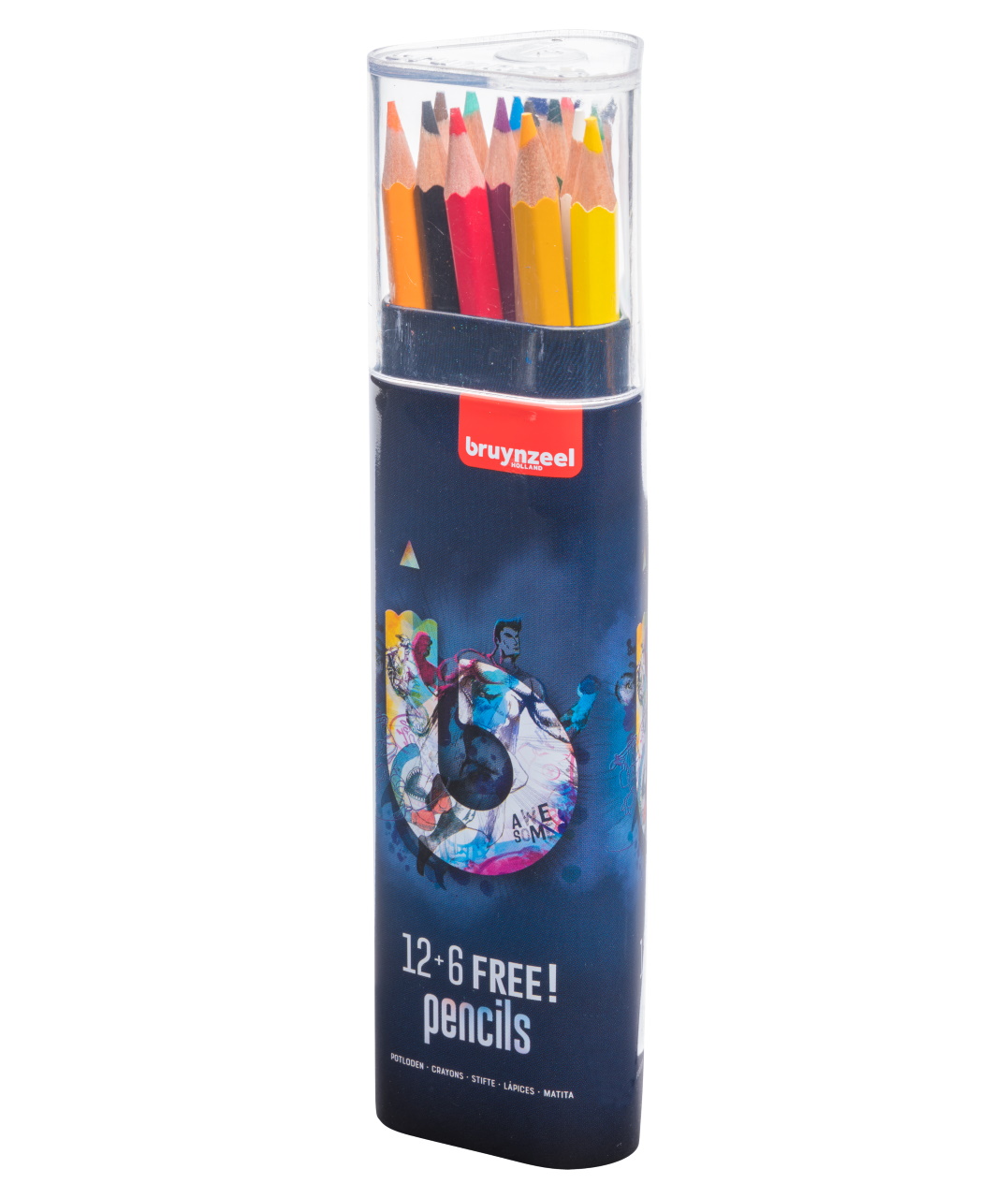 Набор цветных карандашей Bruynzeel 12+6 шт, синяя упаковка набор цветных карандашей bruynzeel van gogh museum 12 шт