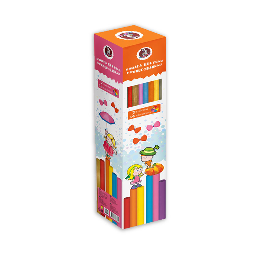 Набор цветной крепированной бумаги Лилия Холдинг 250х50 см, 7 цв, 14 рулонов в детском саду наклейки