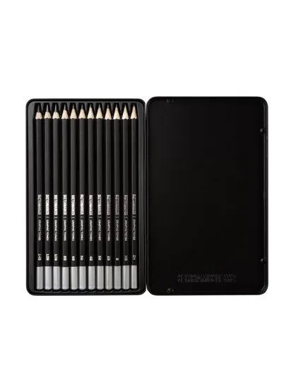 Набор чернографитовых карандашей Sketchmarker 12 штук 2Н-14B в металлическом пенале 467₽