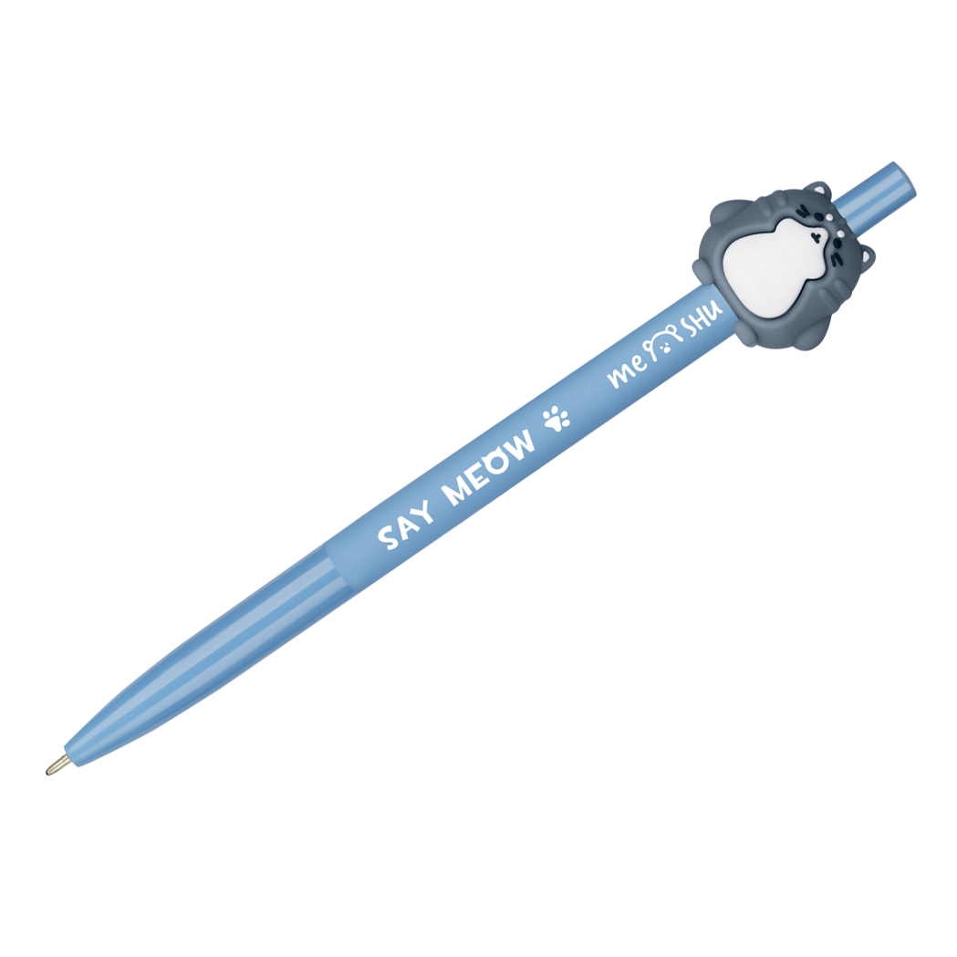 ручка шариковая автоматическая meshu fat cat синяя 0 7 мм корпус ассорти с топпером Ручка шариковая автоматическая MESHU 