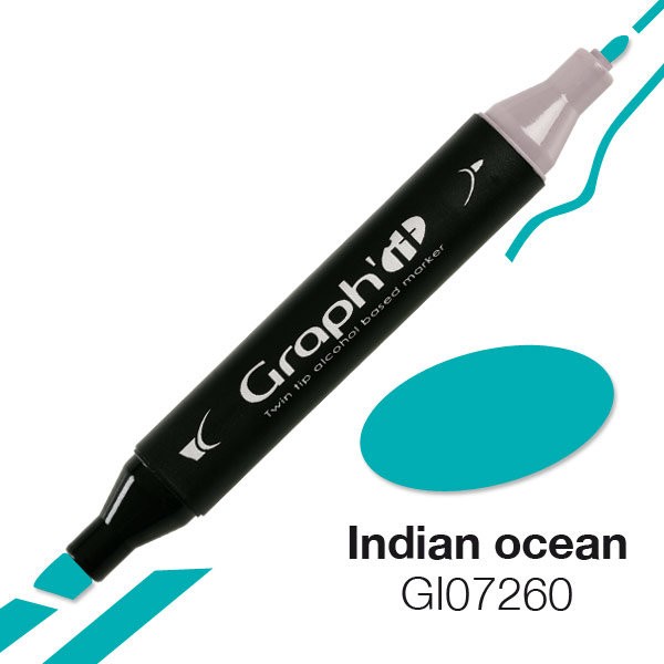 Маркер спиртовой GRAPH'IT двусторонний цв. 7260 индийский океан маркер спиртовой graph it двусторонний цв 7260 индийский океан