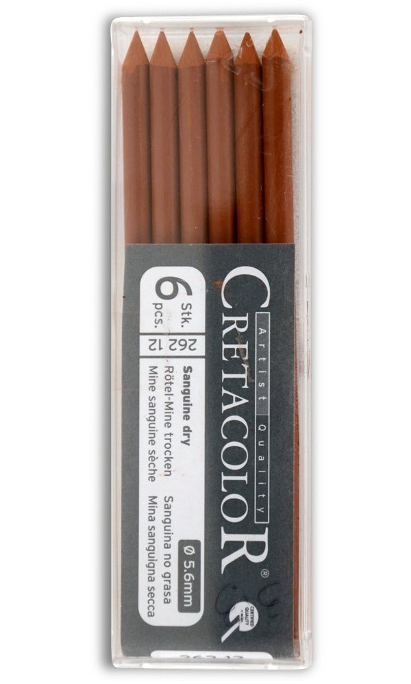 Набор стержней для цангового карандаша Cretacolor 6 шт 5,6 мм, сангина сухая набор грифелей для механического карандаша stabilo 12 шт 0 5 мм