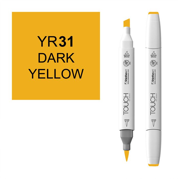 Маркер спиртовой BRUSH Touch Twin цв. YR31 темный желтый маркер двухсторонний на спиртовой основе sketchmarker brush темный синий