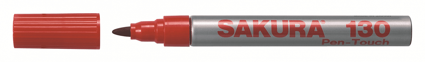 маркер перманентный для гладких поверхностей sakura 140 4 0 мм красный Маркер перманентный для гладких поверхностей Sakura 