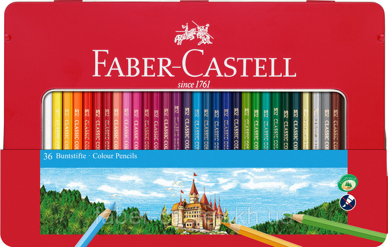Цветные карандаши Замок, в мет. коробке, 36 шт. география и рисование пособие по рисованию