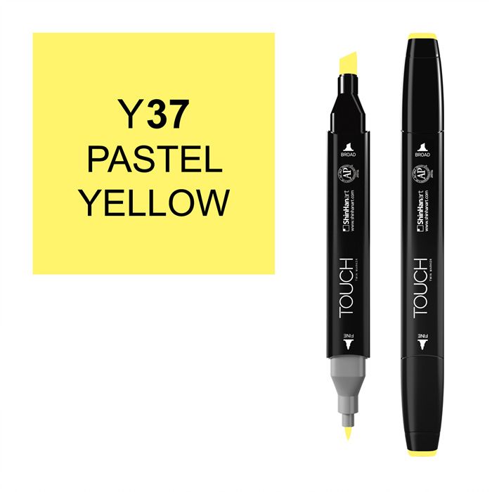 Маркер спиртовой Touch Twin цв. Y37 пастельный желтый маркеры для скетчинга 12цв terso пейзаж двусторонние пулевидный клиновидный наконечники 1 3мм пластиковая упаковка