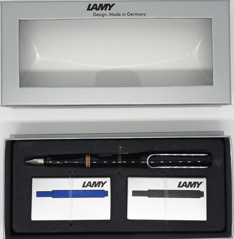 Набор ручка перьевая LAMY Safari, F корпус черный+ картридж синий+ черный Lamy-4000232/1602077 Lamy-4000232/1602077 - фото 1