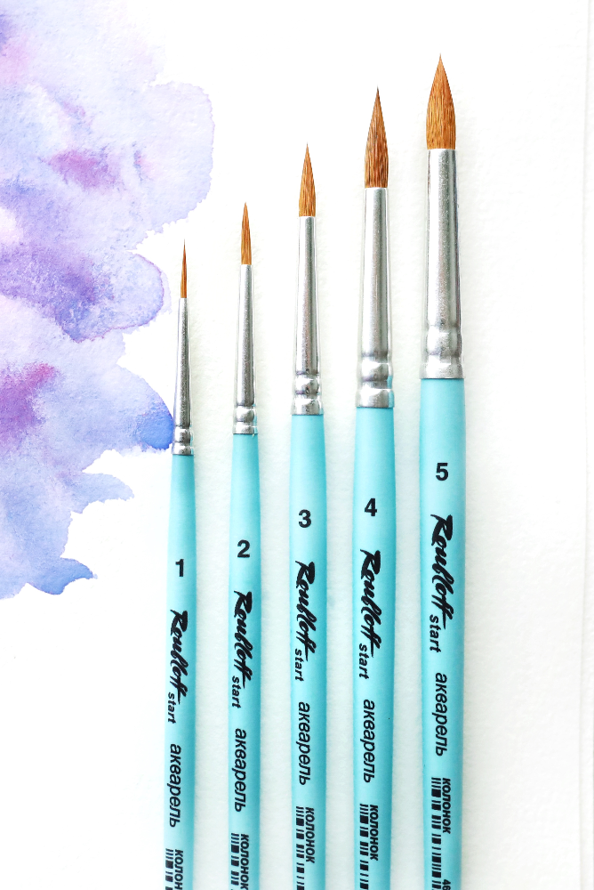 Кисть колонок 4 круглая Roubloff start короткая ручка голубая матовая серебристая обойма 436₽