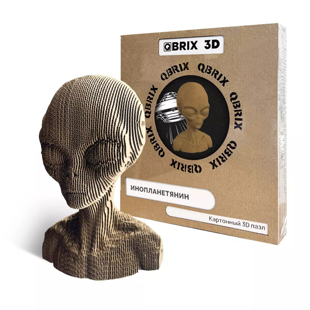 Картонный 3D конструктор QBRIX Инопланетянин конструктор картонный 3d книга аэроплан путешествуй изучай и исследуй