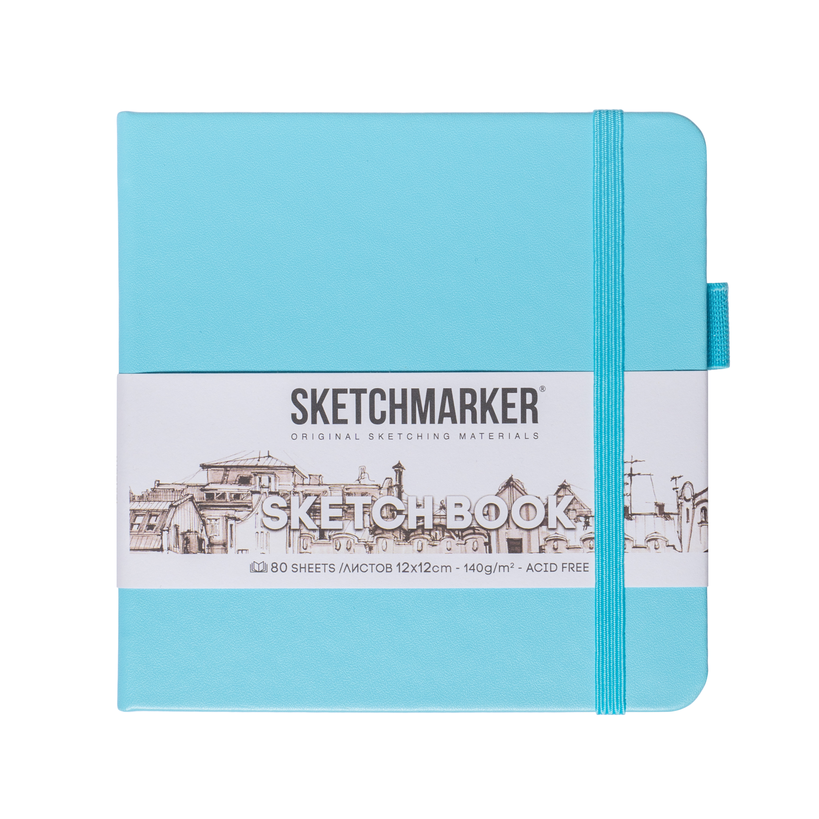 Блокнот для зарисовок Sketchmarker 1212 cм 80 л 140 г твердая обложка Небесно-голубой 367₽