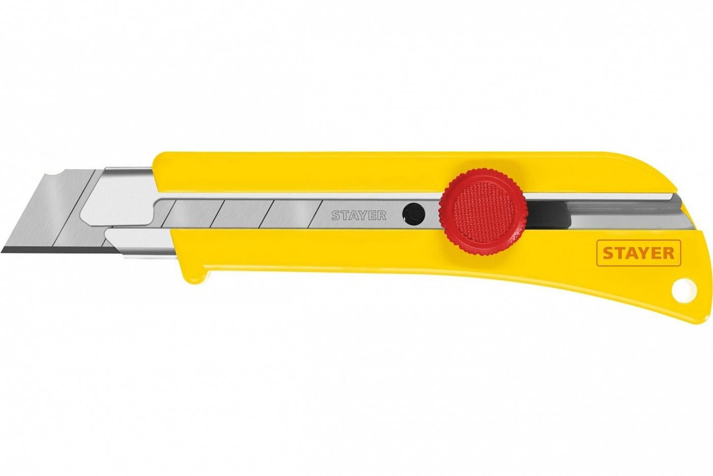 Нож с винтовым фиксатором Stayer SK-25, сегмент. лезвия 25 мм, усиленный корпус нож упрочненный из абс пластика со сдвижным фиксатором stayer force сегмент лезвия 18 мм