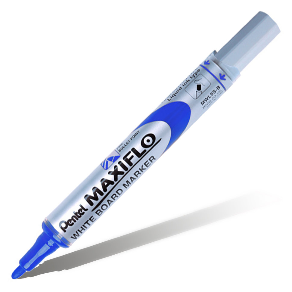 маркер для досок с жидкими чернилами и кнопкой подкачки чернил pentel maxiflo 4 мм синий Маркер для досок с жидкими чернилами и кнопкой подкачки чернил Pentel 