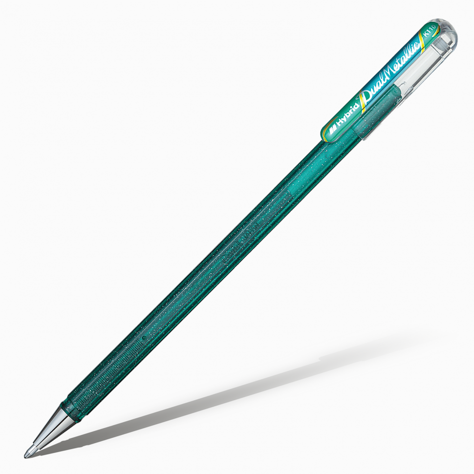 Купить Ручка гелевая Pentel Hybrid Dual Metallic 1, 0 мм, зеленый + синий металлик, Япония