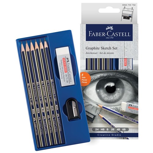 Набор карандашей чернографитных Faber-castell с точилкой и ластиком 