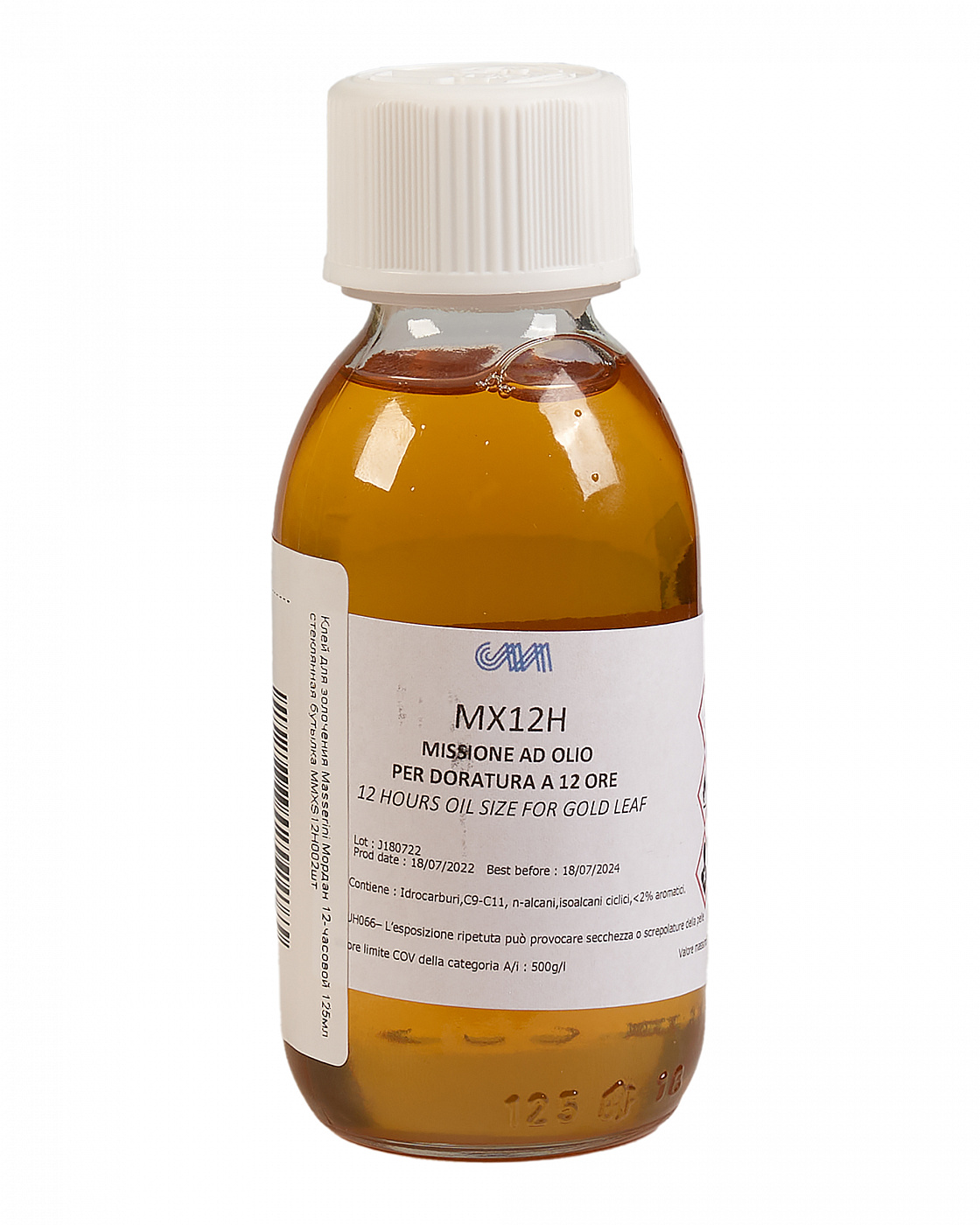 Клей для золочения Masserini Мордан 12-часовой 125 мл, стеклянная бутылка M-MMXS12H002