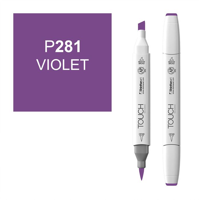 Маркер спиртовой BRUSH Touch Twin цв. P281 фиолетовый маркер кисть karin deco brush metallic фиолетовый