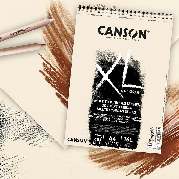 Альбом для графики на спирали Canson "XL SAND GRAIN NATURAL"  29,7х42 см 40 л 160 г