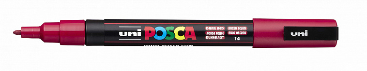Маркер UNI "POSCA" PC-3M, 0,9-1,3 мм, наконечник пулевидный, №14 цвет темно-красный 606x758