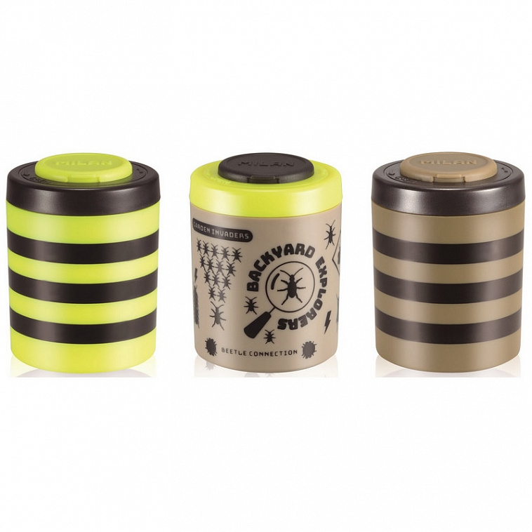 Точилка детская Milan "Be Atomic" Пчёлки с контейнером 2 отв., 8 и 11 мм, цвет в ассортименте