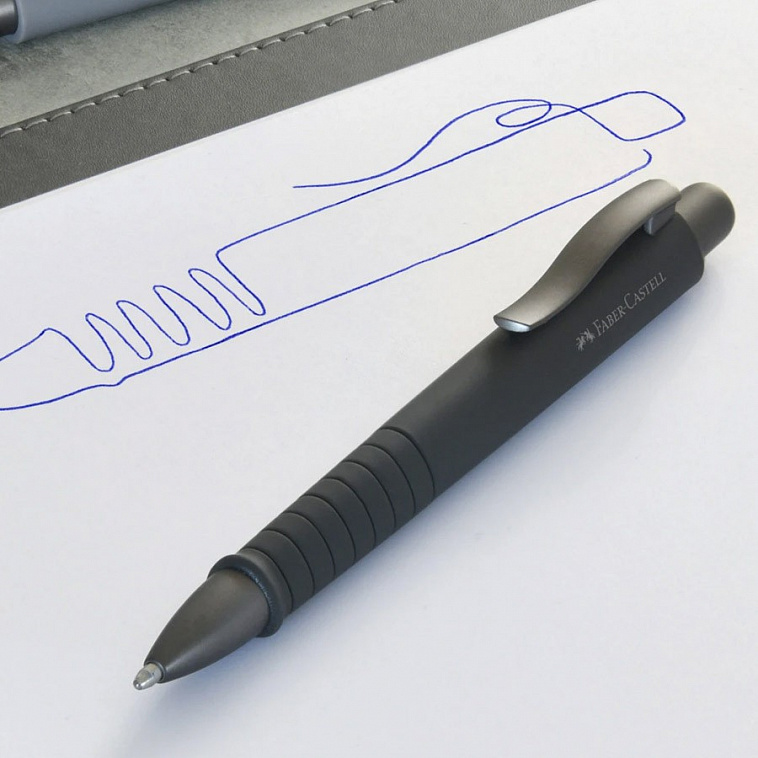 Ручка шариковая автоматическая Faber-Castell "Poly Ball" 1,2 мм, синяя, трехгран., черный корпус