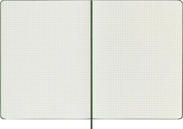 Записная книжка в клетку Moleskine "Classic" XLarge 19х25 см 192 стр, твердая обложка зеленая 606x758
