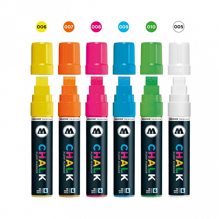 Набор маркеров Molotow "CHALK Marker Basic-Set 2" 15 мм 6 шт 606x758