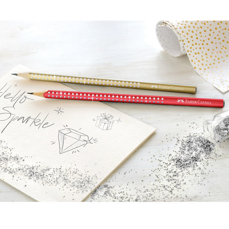 Карандаш чернографитный Faber-Castell "Sparkle" B, цвет корпуса серебряный 606x758