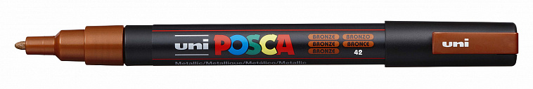 Маркер UNI "POSCA" PC-3M, 0,9-1,3 мм, наконечник пулевидный, №42 цвет бронзовый 606x758