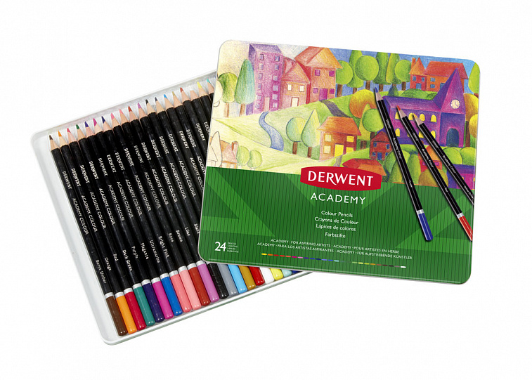 Набор карандашей цветных Derwent "Academy" 24 цв в метал кор 