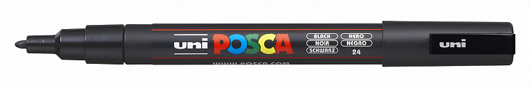 Маркер UNI "POSCA" PC-3M, 0,9-1,3 мм, наконечник пулевидный, №24 цвет черный 606x758