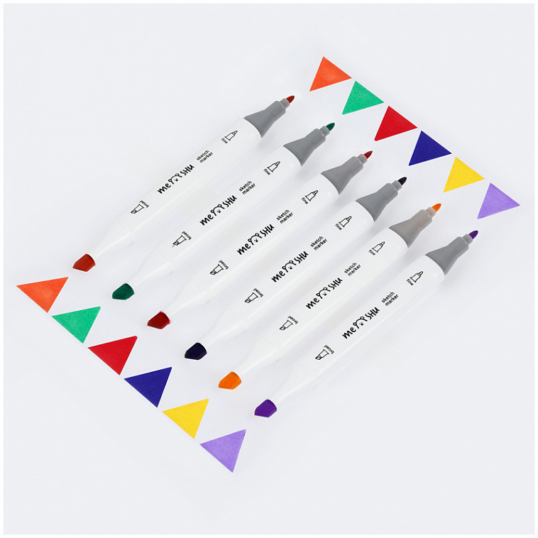 Набор маркеров для скетчинга MESHU 6 цв, основные цвета